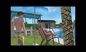 3D hentai large titties hottie threesome with 2 boys