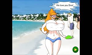 cartoon Mizuki & Ms. Claus threesome with elf Game