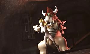 Princess Peach getting your mitts on drilled by Bowser (Nintendo)