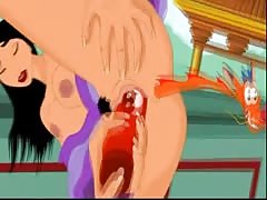 Masturbation cartoon porn scenes with Mulan and Pocahontas