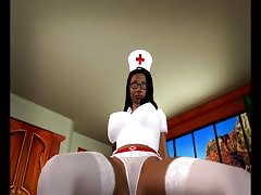 3d cartoon ebony busty nurse